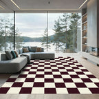 Classic Black White Checkered Grid Rug