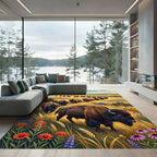 Majestic Bison Meadow Golden Fields Rug