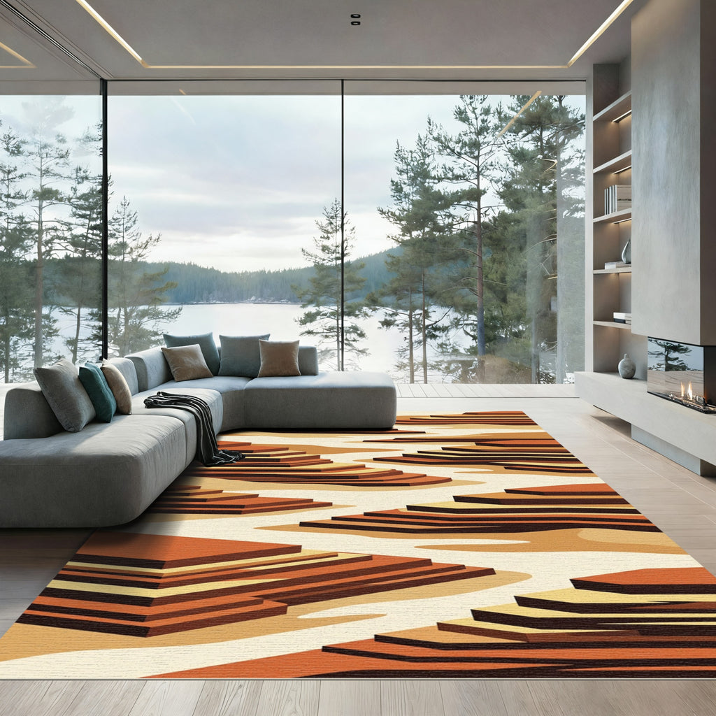 Terracotta Terraced Earth Layers Rug