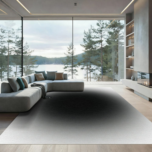 Black and White Gradient Swirl Rug