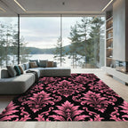 Pink Gothic Damask Filigree Flourish Rug