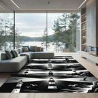 Monochromatic Coastal Lighthouse Graphic Art Rug
