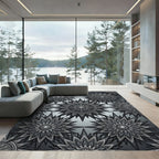 Monochromatic Celestial Starburst Geometric Tile Rug