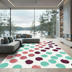 Coral Teal Plum Spotty Circles Rug