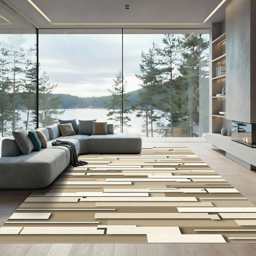 Earthy Tones Horizontal Stacked Stripes Rug