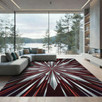 Radiant Silver Red Burst Rug