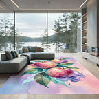 Watercolor Apple Orchard Fruit Composition Rug