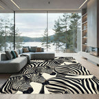 Bold Monochrome African Zebra Stripe Rug