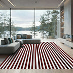 Bold Crimson White Vertical Stripes Rug