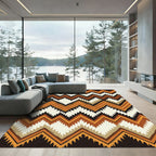 Earthy Zigzag Terracotta Ochre Geometric Rug