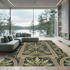 Green Gold Acanthus Leaf Border Rug