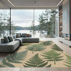Earthy Tan Fern Frond Repeat Rug
