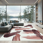 Abstract Neutral Tones Artistic Brushstrokes Rug