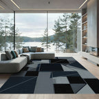 Monochromatic Abstract Geometric Overlay Rug