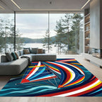 Vibrant Nautical Abstract Sailboat Wave Rug
