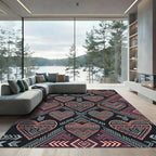 Geometric Heart Tribal Boho Tapestry Rug