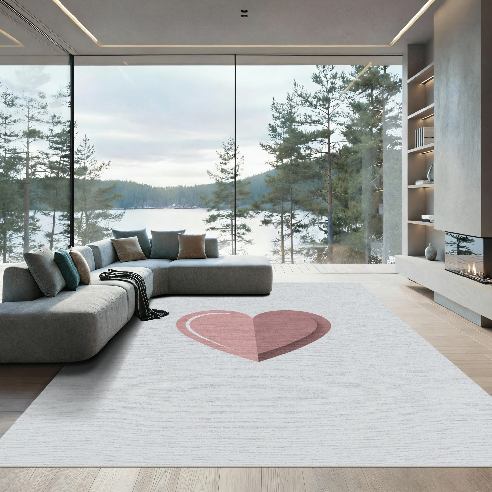Soft Pink Two Tone Heart Rug