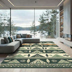 Earthy Mayan Pyramid Forest Feather Tile Rug
