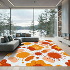 Retro Vibrant Orange Abstract Splash Rug