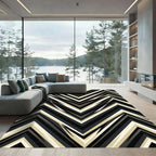 Bold Black Cream Jagged Chevron Rug