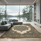 Vintage Gray Floral Arabesque Medallion Rug