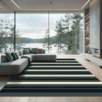 Classic Charcoal Cream Horizontal Stripe Rug