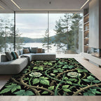 Gothic White Rose Thorny Vine Rug