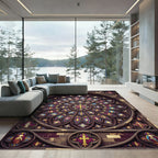 Gothic Stained Glass Rose Medallion Rug
