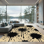 Bold Black Ink Splatter Abstract Art Rug