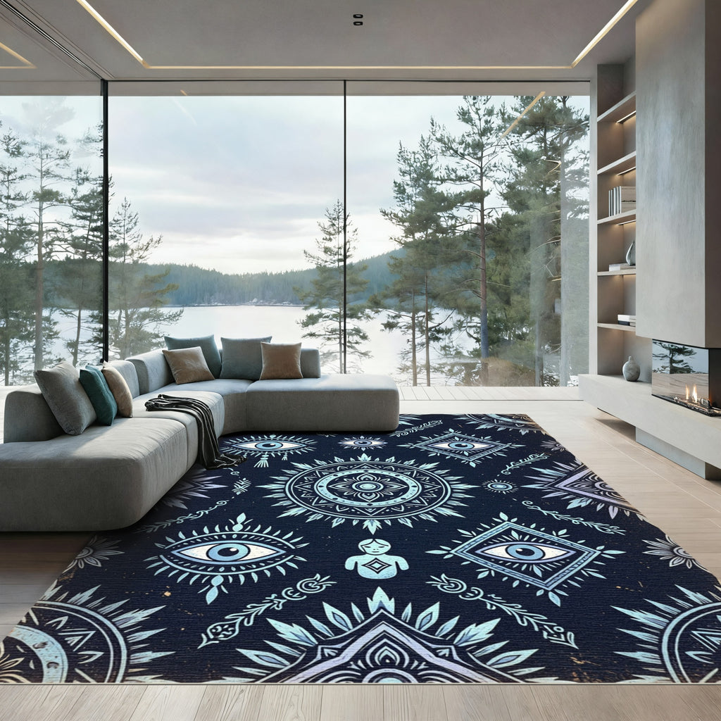 Mystic Indigo Celestial Eye Medallion Rug
