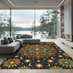 Celestial Starry Mandala with Golden Moons Rug