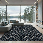 Charcoal Gray Zigzag Chevron Rug
