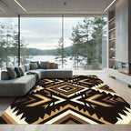 Earthy Geometric Diamond Aztec Area Rug