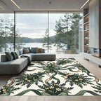 Sage Green Floral Ribbon Garland Rug