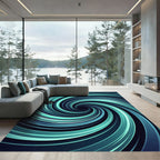 Modern Teal Abstract Swirling Galaxy Rug