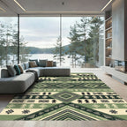 Olive Green Geometric Tribal Diamond Rug