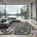 Elegant Lavender Floral Lace Medallion Rug