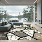Earthy Stone Mosaic Geometric Rug
