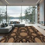 Sophisticated Bronze Interwoven Geometric Curve Rug