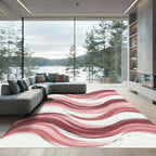 Abstract Mauve Wavy Horizontal Stripe Rug
