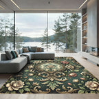 Vintage Sage Floral Medallion Scrollwork Rug