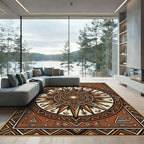 Geometric Sunburst Earthy Bronze Tapestry Rug