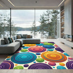 Vibrant Concentric Multicolor Circles Rug