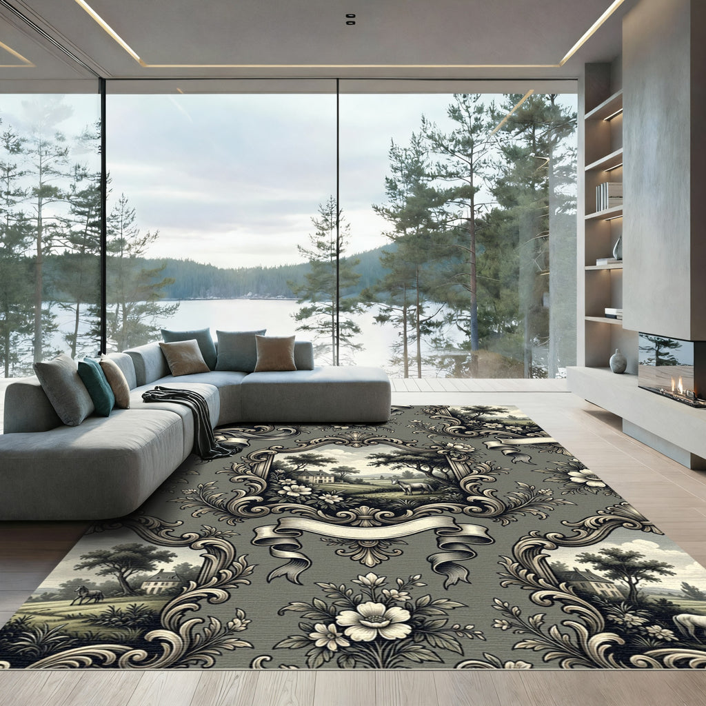 Toile Noir Horse Manor Landscape Wallpaper Rug