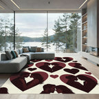 Romantic Silhouette Hearts Burgundy Cream Rug