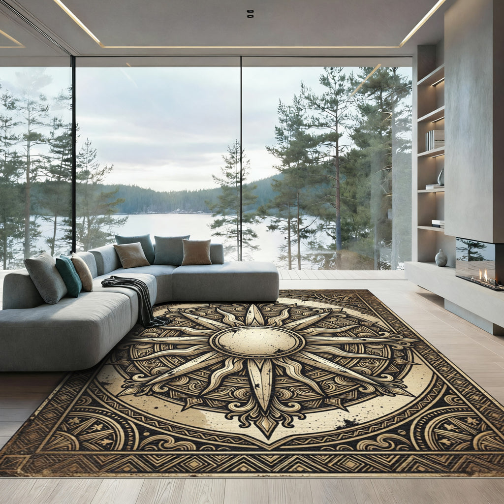 Antique Sunburst Mandala Rug
