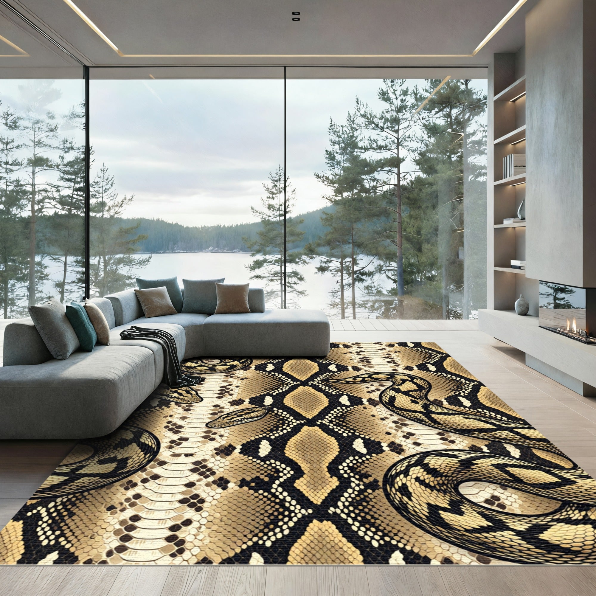 Exotic Serpent Skin Tan Reptile Rug
