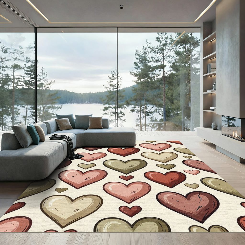 Rustic Earthy Heart Medley Illustration Rug
