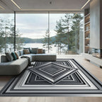 Modern Monochrome Geometric Stacked Diamonds Rug