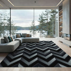 Monochromatic Chevron Stacking Rectangle Accents Rug